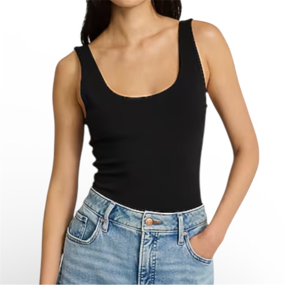 Express Tops - Express Body Contour High Compression Scoop Neck   Tong Bodysuit